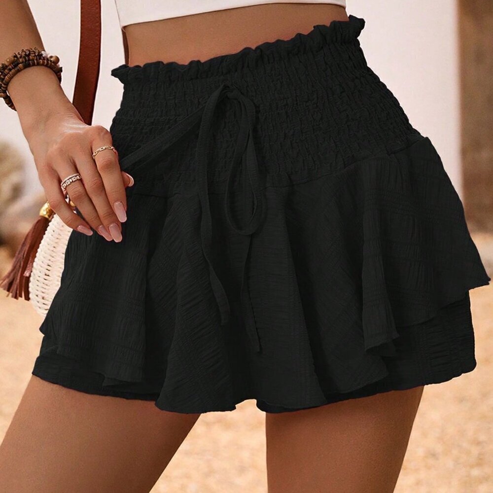 black Boho Women's Drawstring Shorts